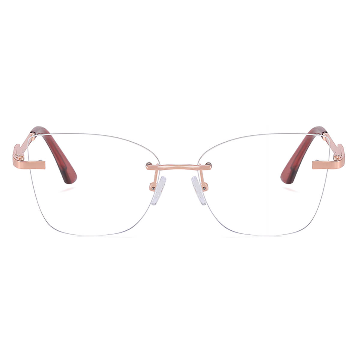 Rimless Clear Rose Gold Glasses Ornixa Rimless Cat Eye Glasses
