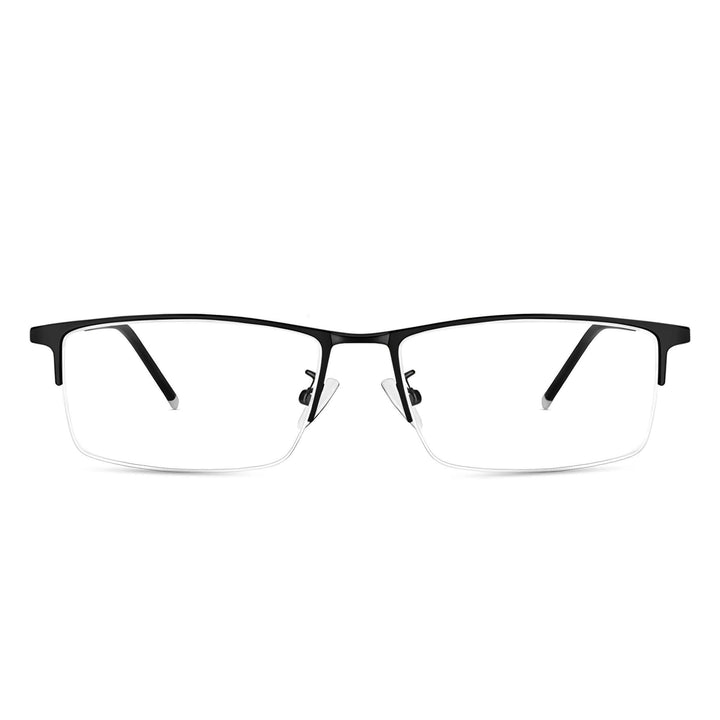 Rectangle Rim Glasses Rectangle Half-Rim Glasses – Metal Frame with Prescription & Non ...