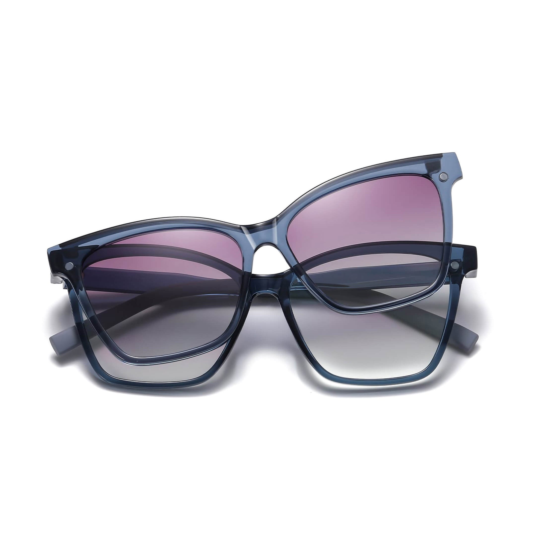 Click Tech Spectacles Shop ShadeTech Square Clip On Eyeglasses With Anti-Blue Light Lens ...