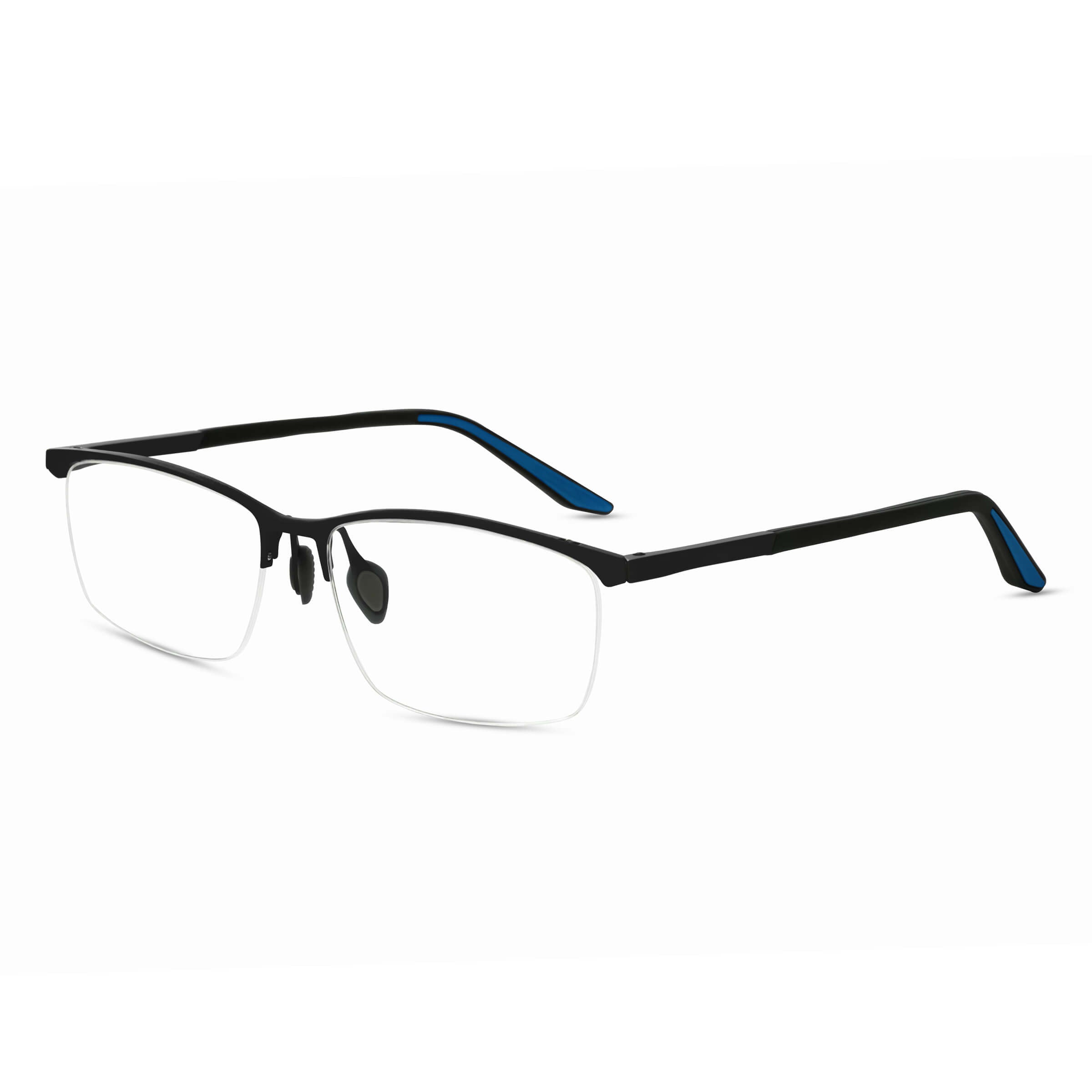 Titanium Rectangle Glasses – Half-Rim Design with Prescription & Non ...