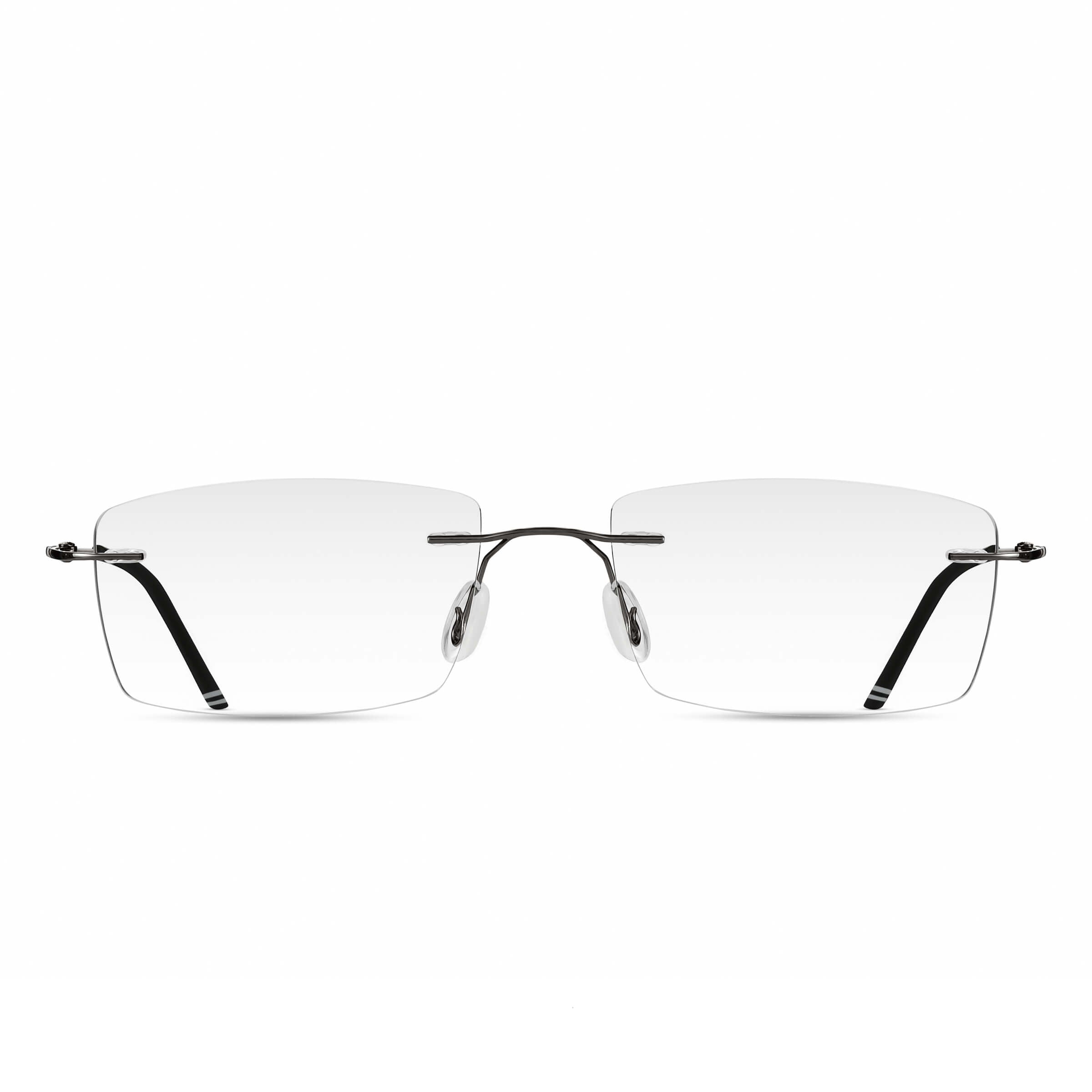 Rectangular Rimless Glasses | Titanium Frame with Clear Lenses